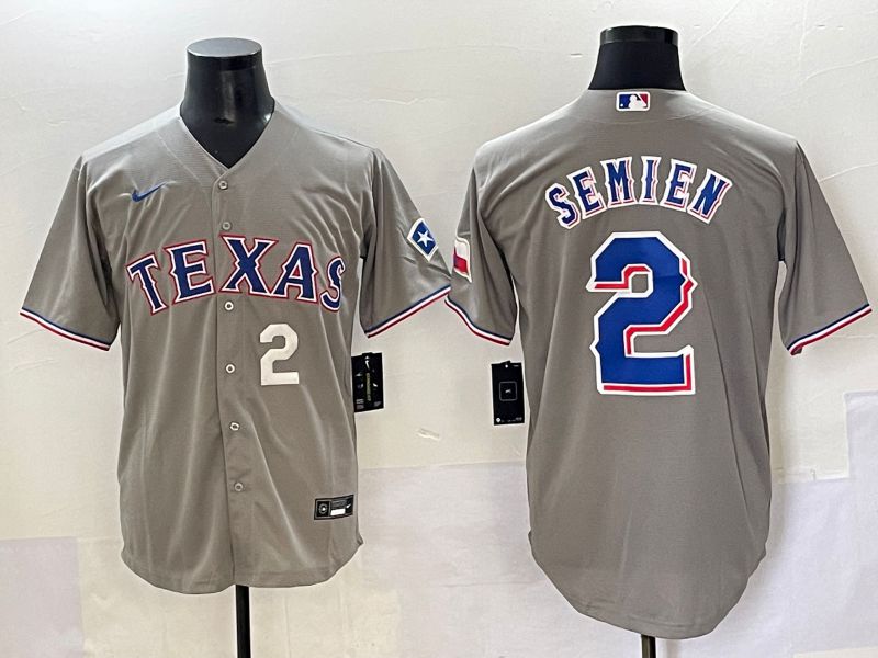 Men 2025 Texas Rangers #2 Semien Grey Game Nike MLB Jersey style 5->texas rangers->MLB Jersey